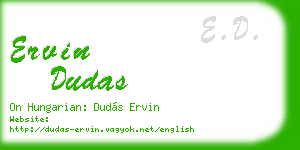 ervin dudas business card